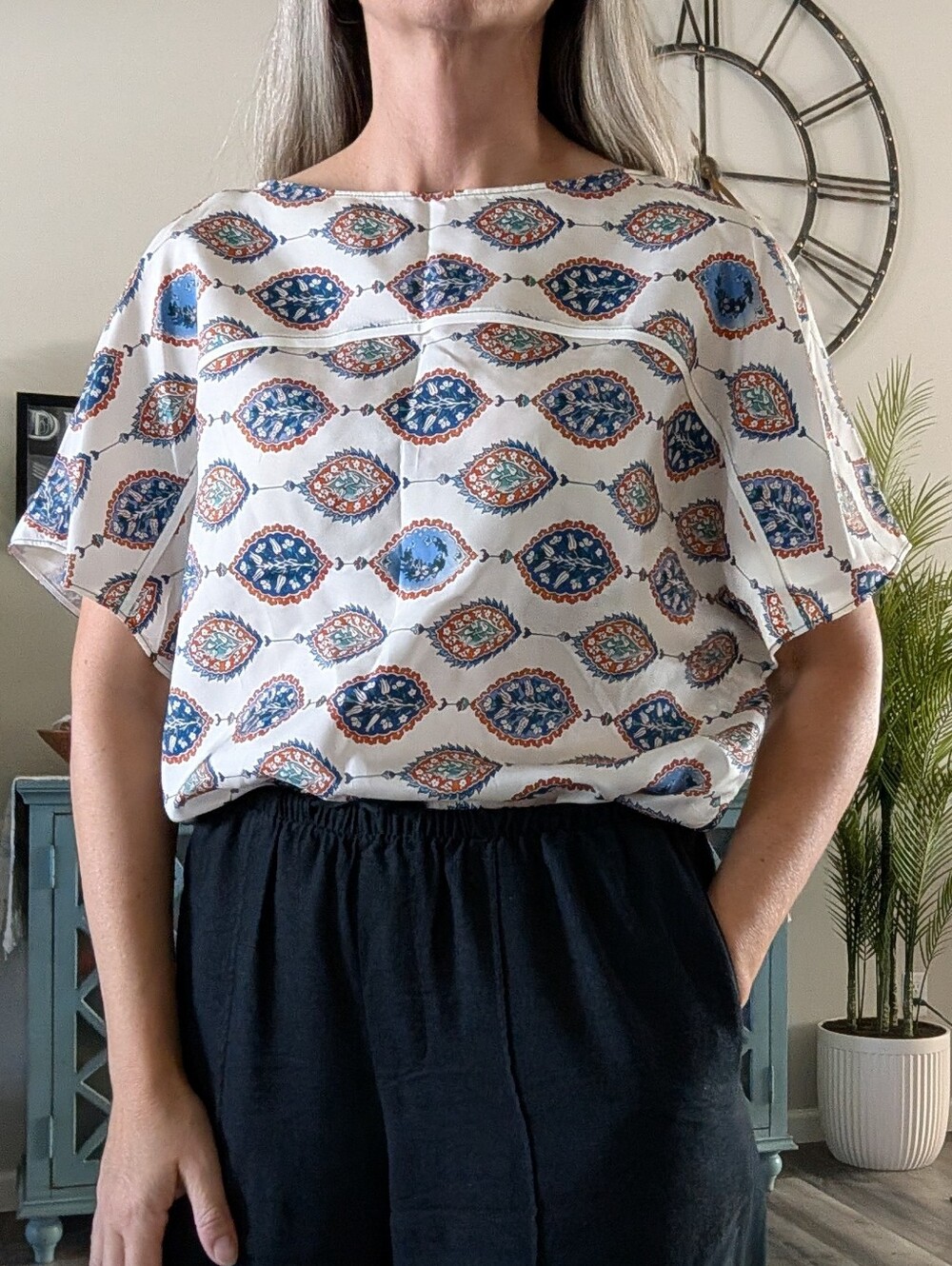 CHLOÉ ceramic print silk blouse M